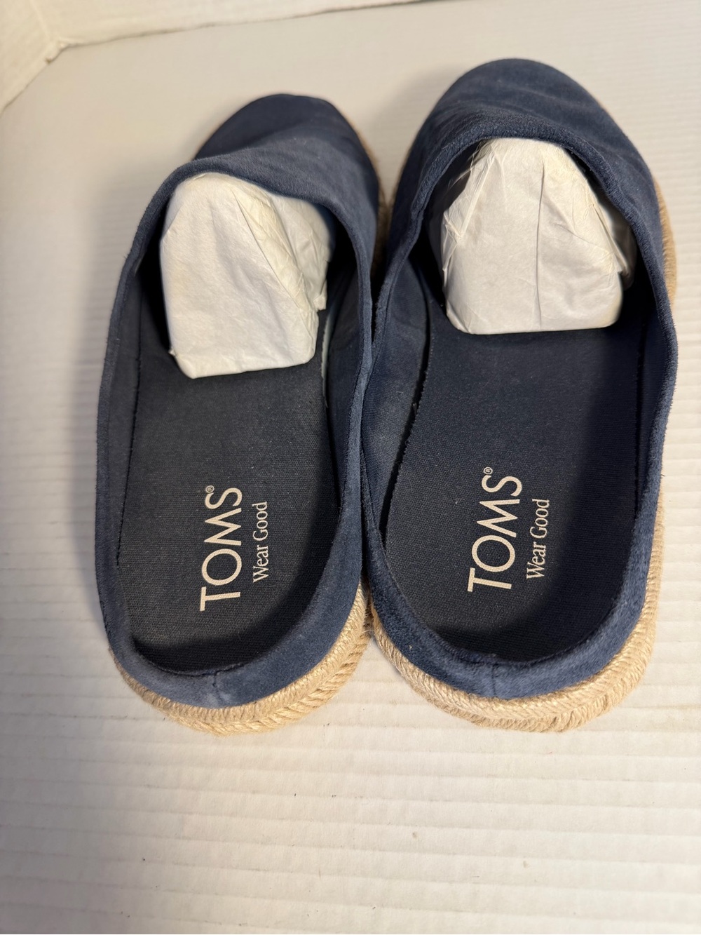 TOMS Navy Suede Santiago Espadrille Mule 10.5 - Picture 4 of 6